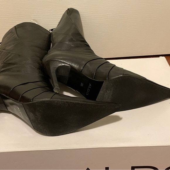 Aldo Black Leather Boots Size 38 - Picture 10 of 14